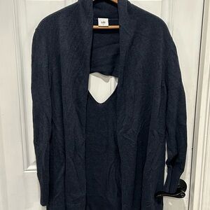 CAbi Victoria Open Front Cardigan Women size Small Blue Cut out Back #3360